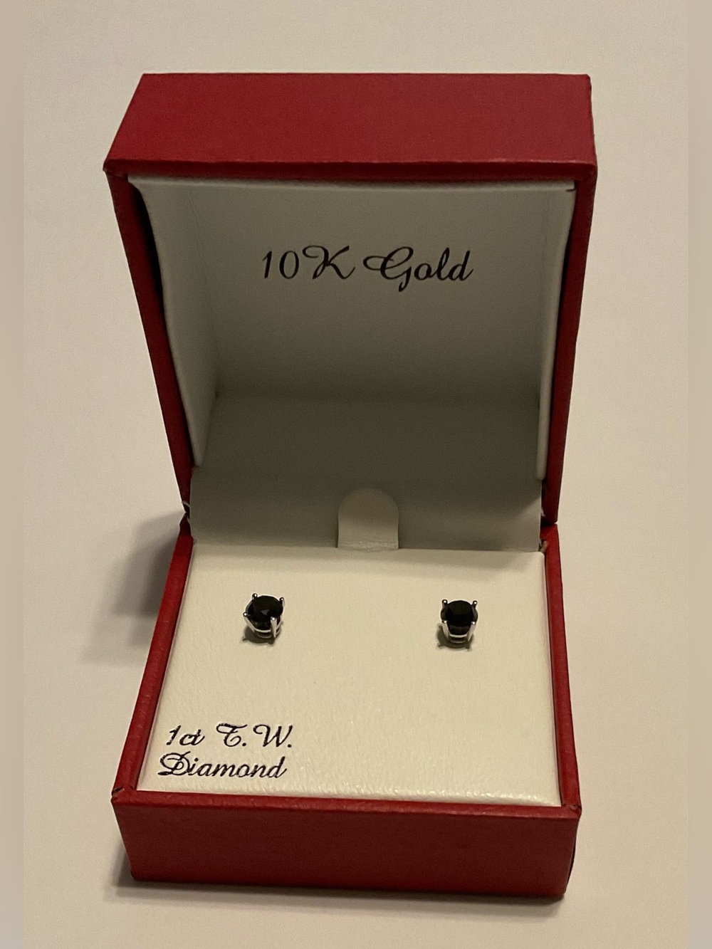 Kohl's 10K White Gold 1 CTW Round Black Diamond Stud Earrings Butterfly